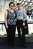 Anne and J&oslash;rund in front of the Universal logo