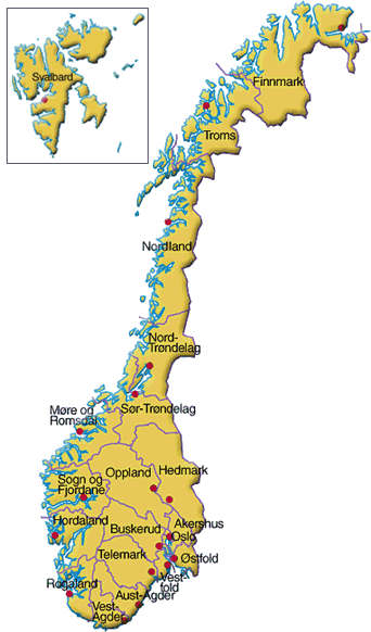 Kart over Norge
